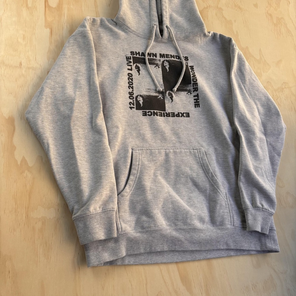 Shawn Mendes Hoodie Mens XL Gray Wonder‎ The Experience Live 2020 Fleece Graphic